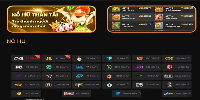 Giới thiệu các sảnh Slots nổi bật tại nền tảng